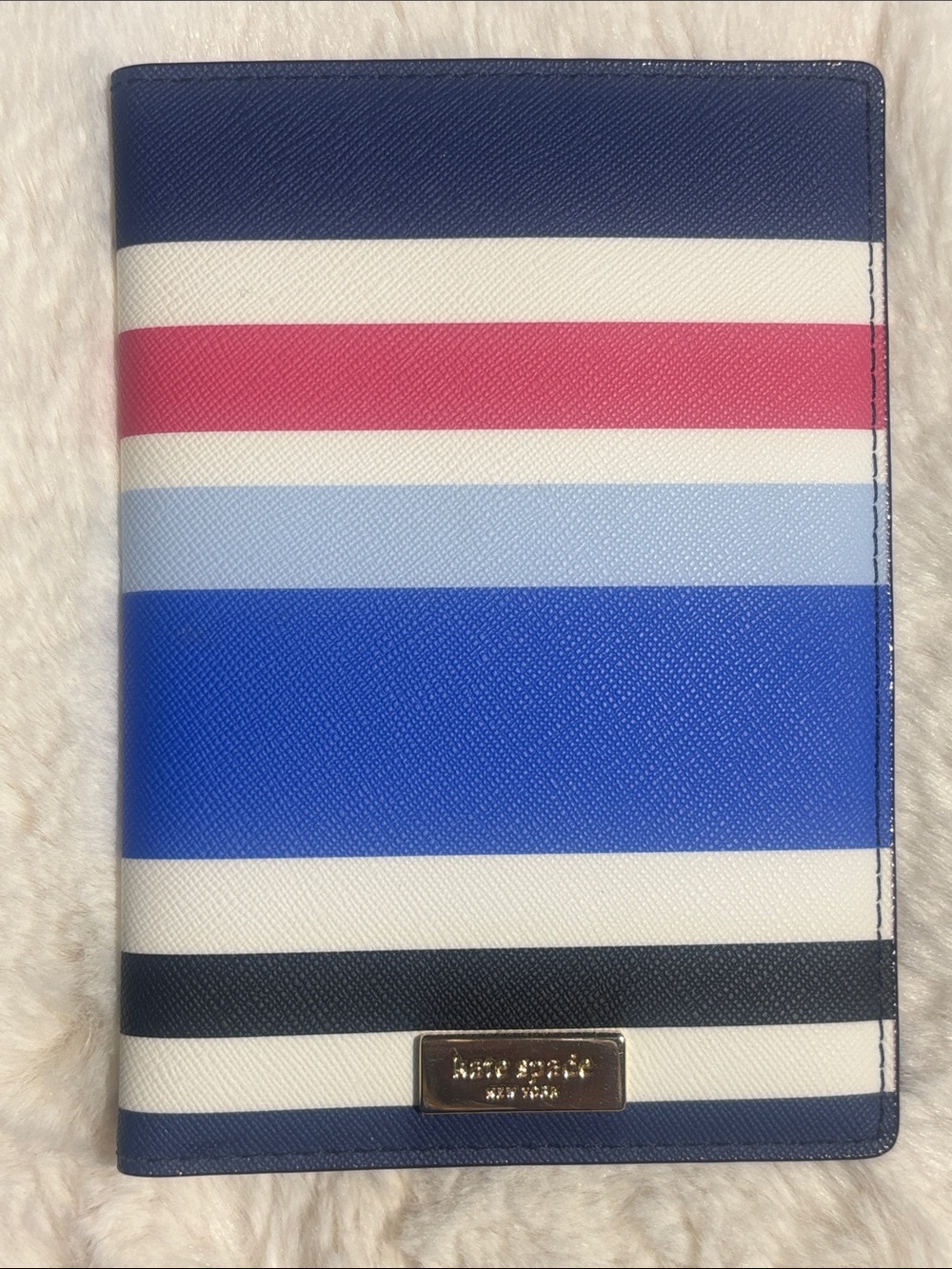 kate spade Striped Passport Holder in Navy, Blue, Pink, Ivory, & Black